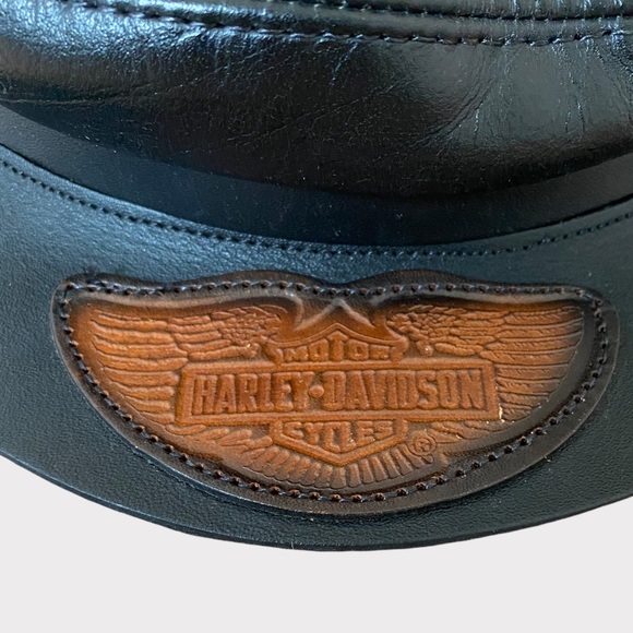 HARLEY DAVIDSON vintage leather motorcycle leather  hat Like new - Picture 3 of 3
